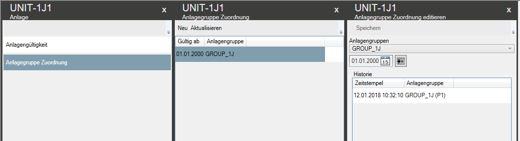 Anlagengruppe Zuordnung