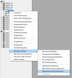  Pfad Menü Materialverbrauch konfigurieren